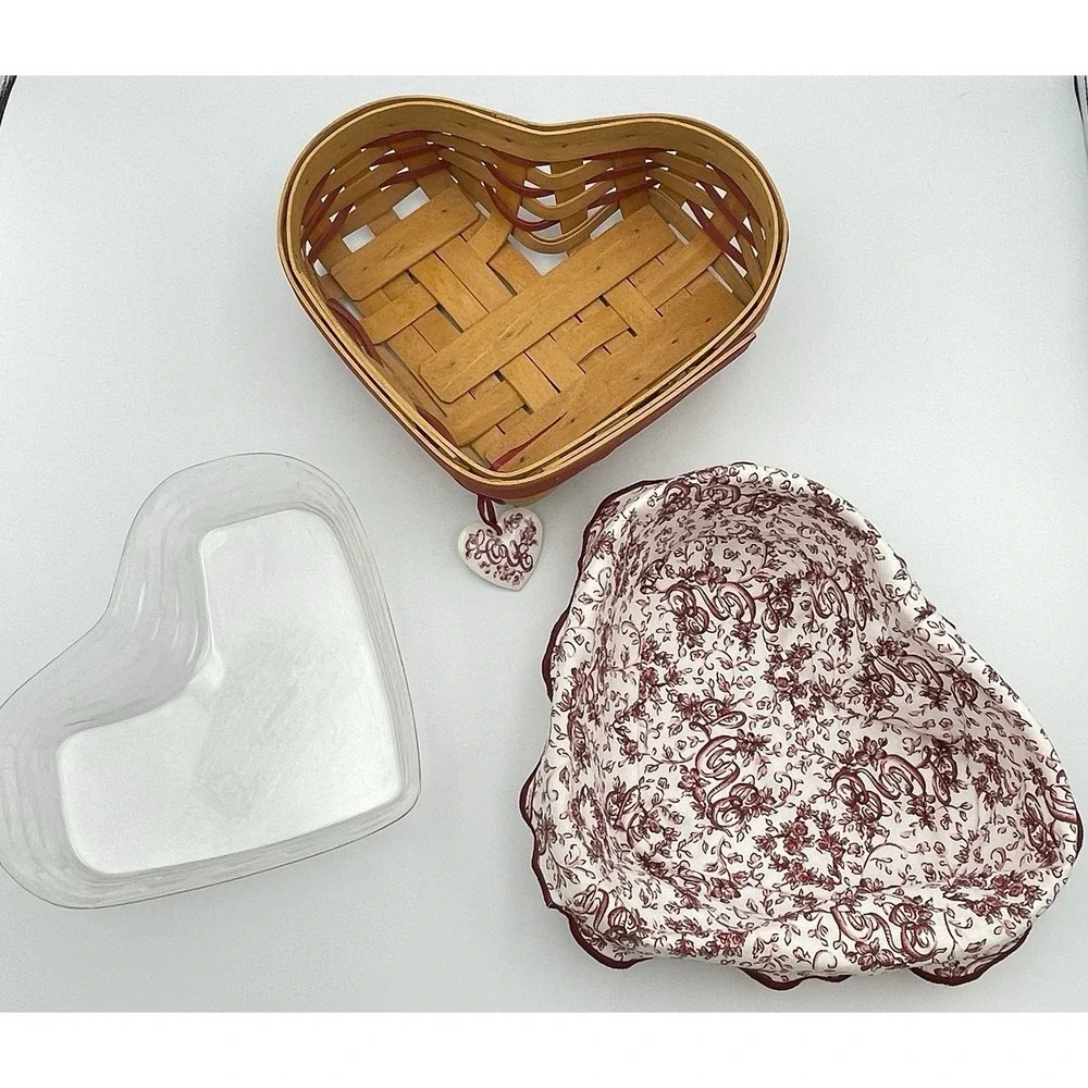 Vintage 1999 Longaberger Love Letters Sweetheart Basket Liner Protector Tie On